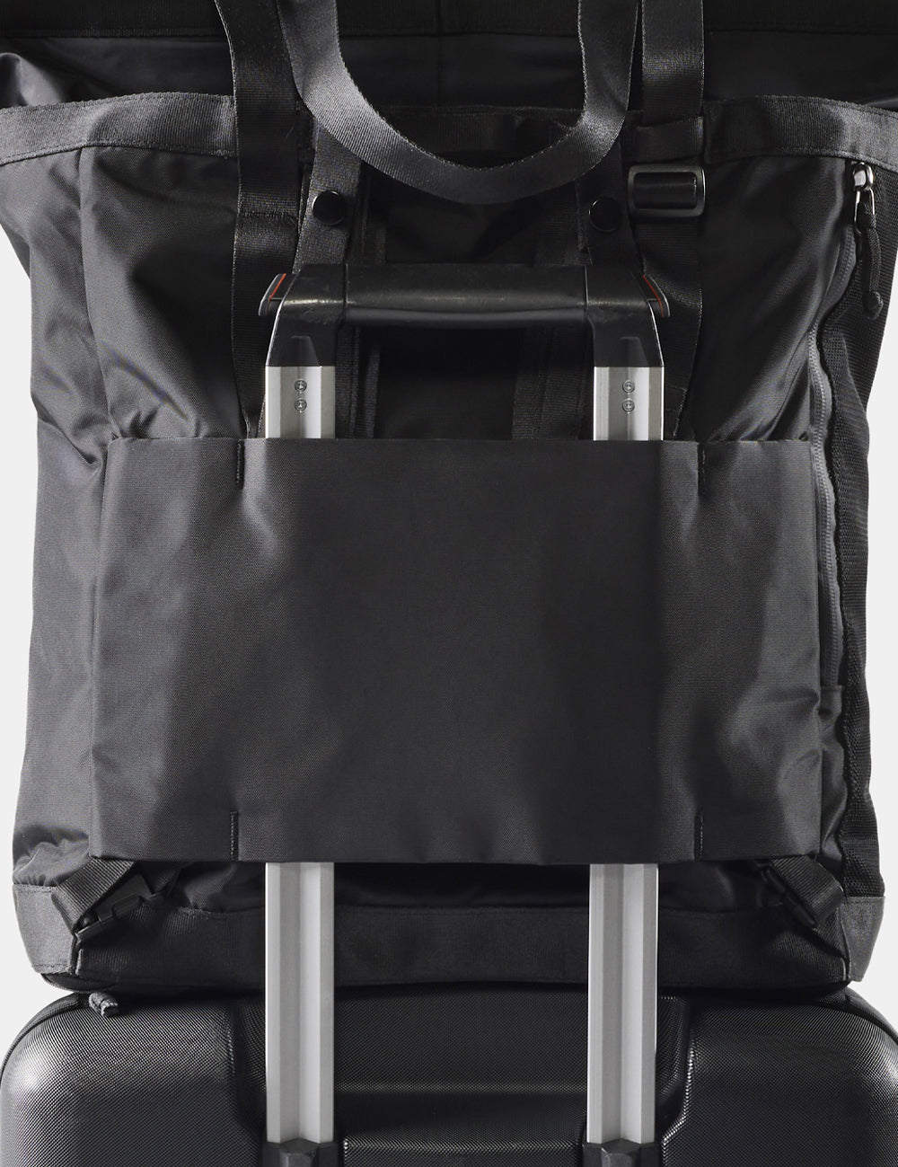 rolling luggage handle with tote pack