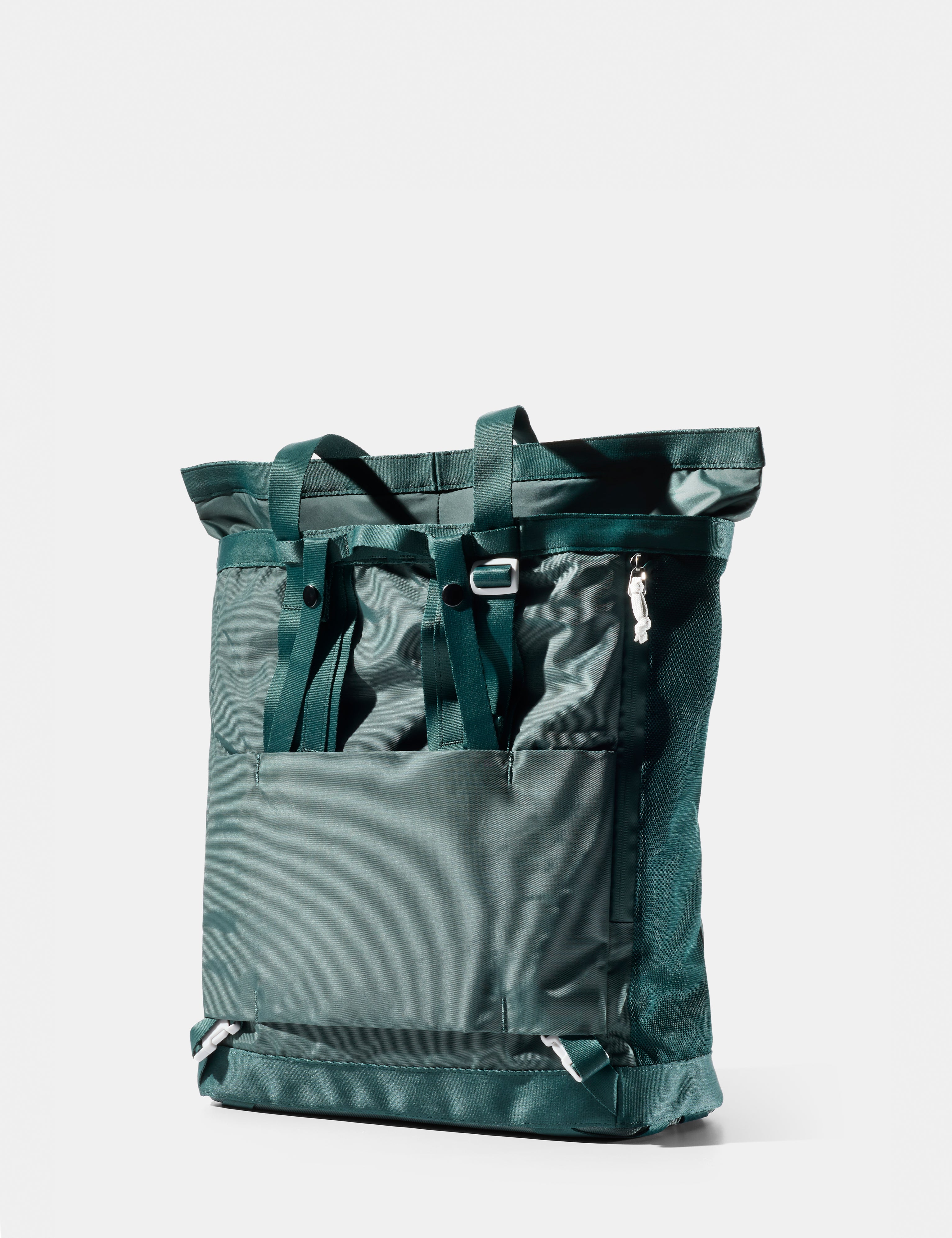 Green tote pack on a white background