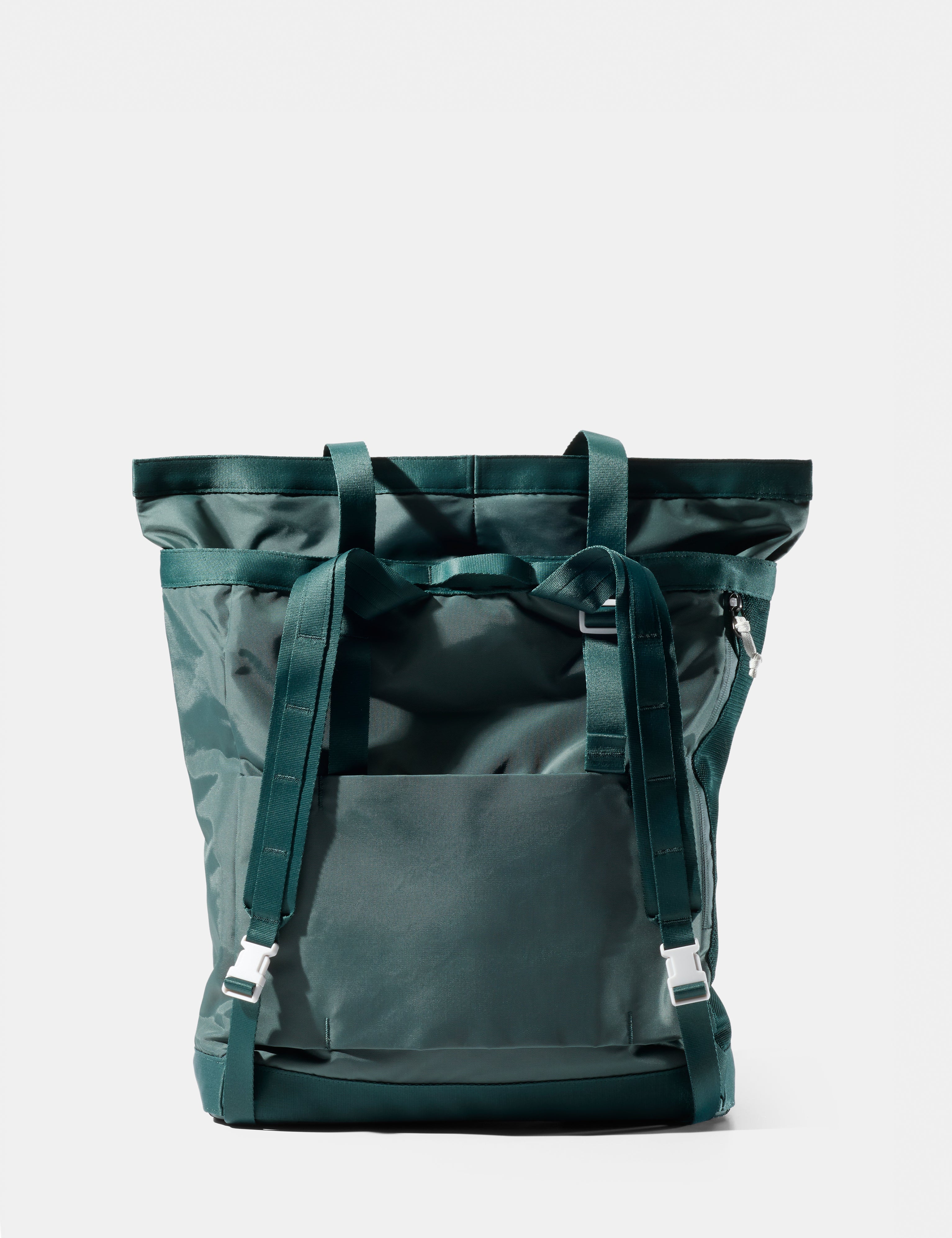 Green tote pack on a white background