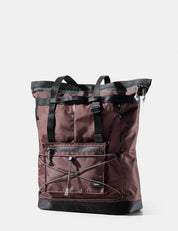 garnet tote with black accents on a white background
