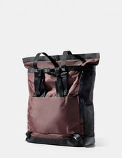 garnet  tote with black straps on a white background