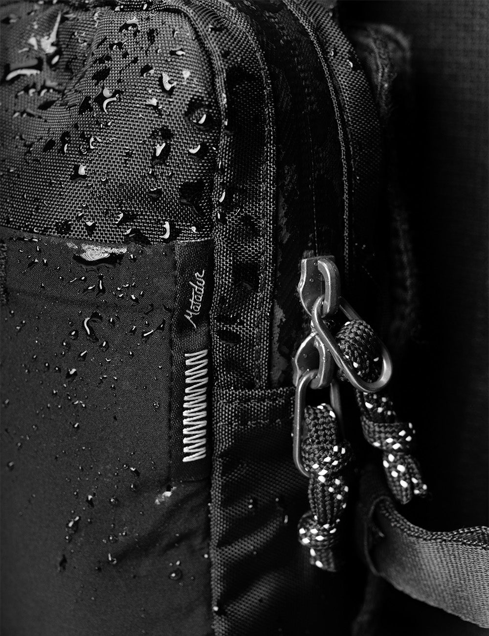 water beading on black speed stash fabric