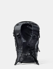 Black backpack on a white background