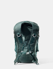 Green backpack on a white background