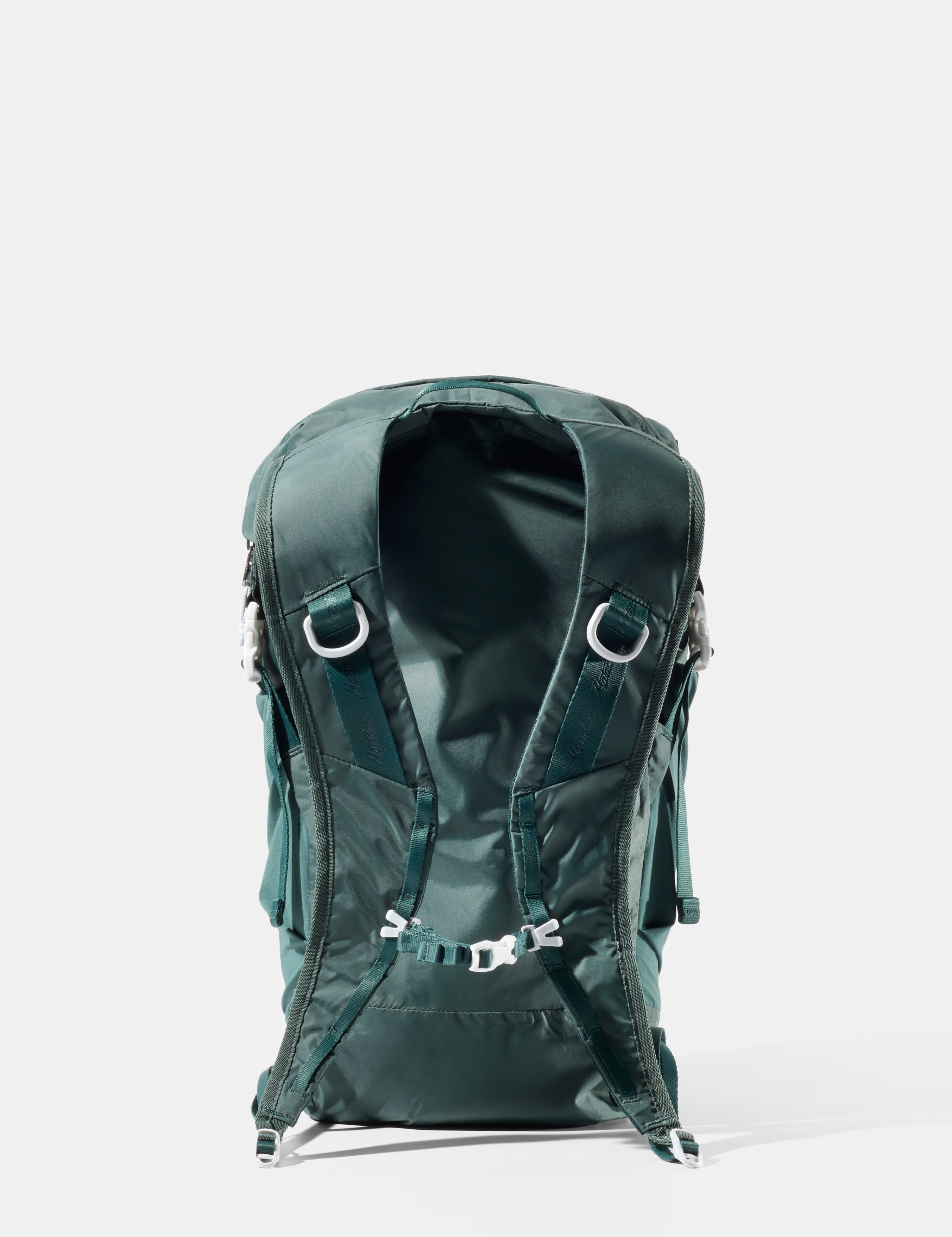 Green backpack on a white background