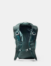 Green backpack on a white background