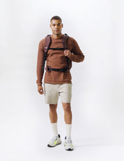 video of man wearing garnet backpack
