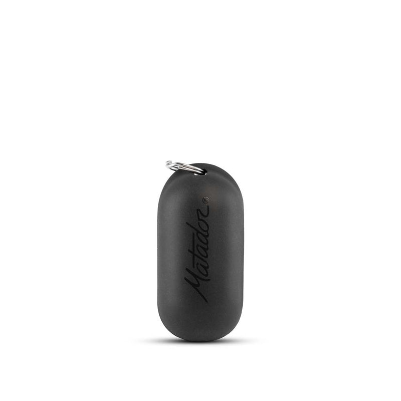 Front view of black Droplet silicone keychain shell on white background