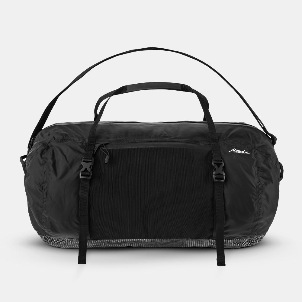 Front view of duffle on white background