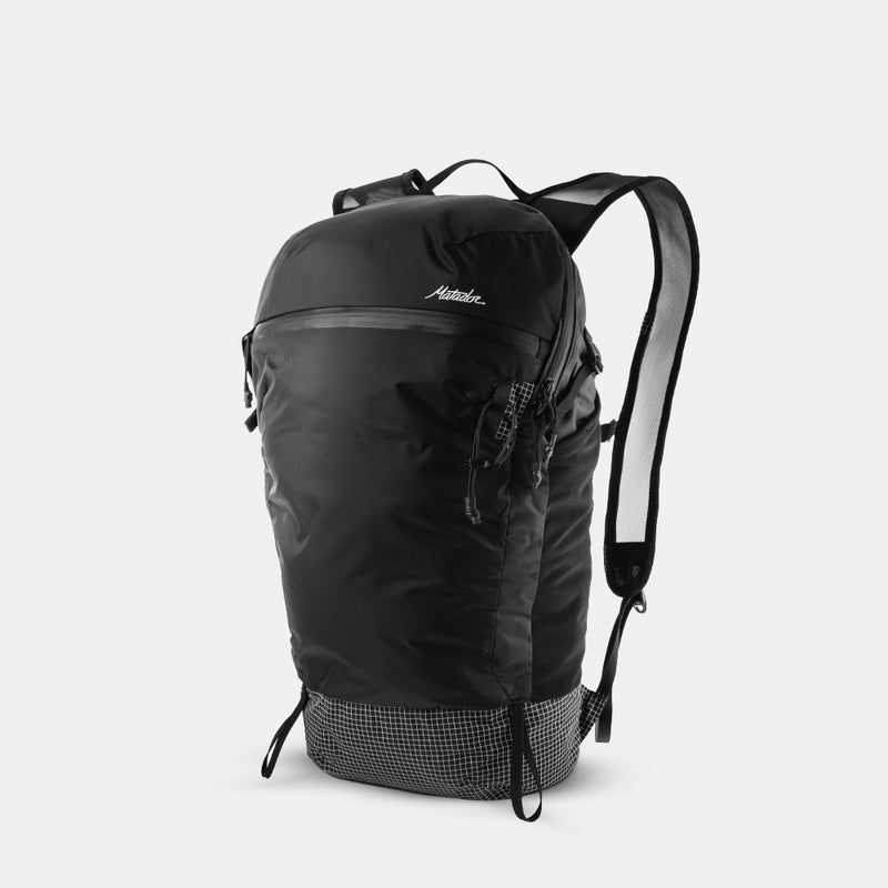 3/4 view of backpack on white background