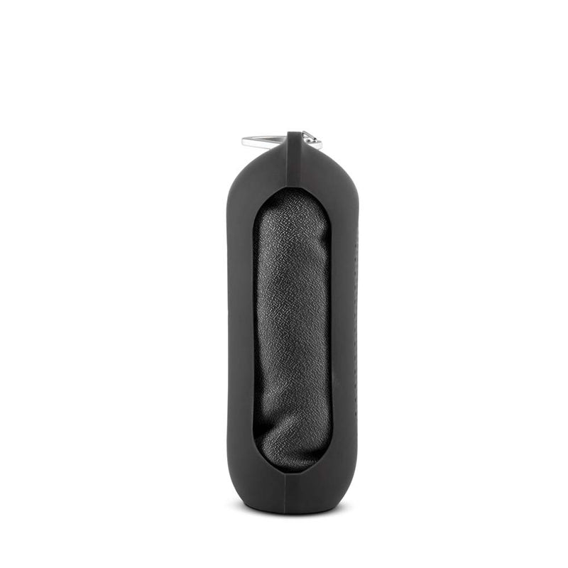Side view of Charcoal NanoDry silicone shell + towel on white background